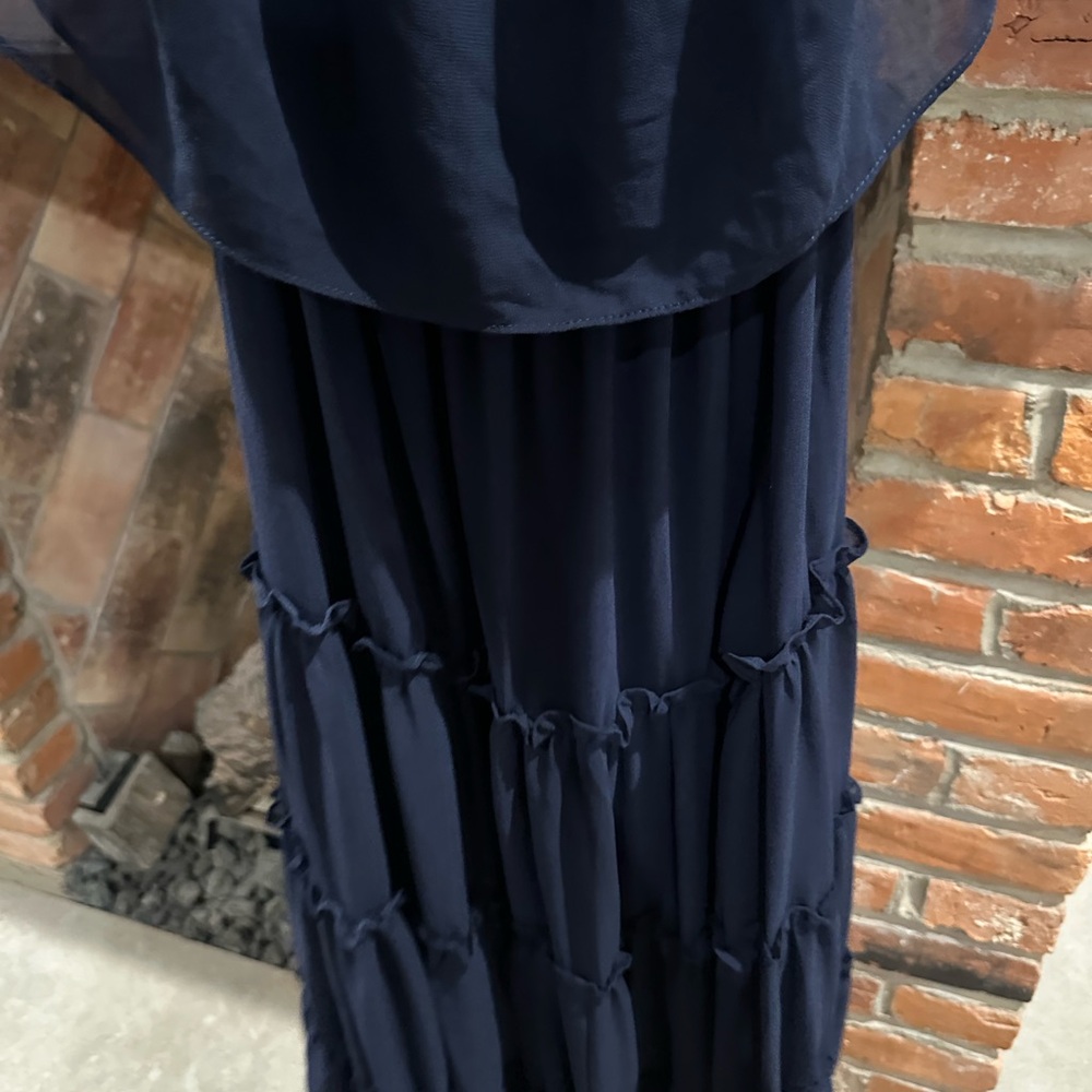 MISA Los Angeles Deep Blue Ruffled Dress - Picture 4 of 5